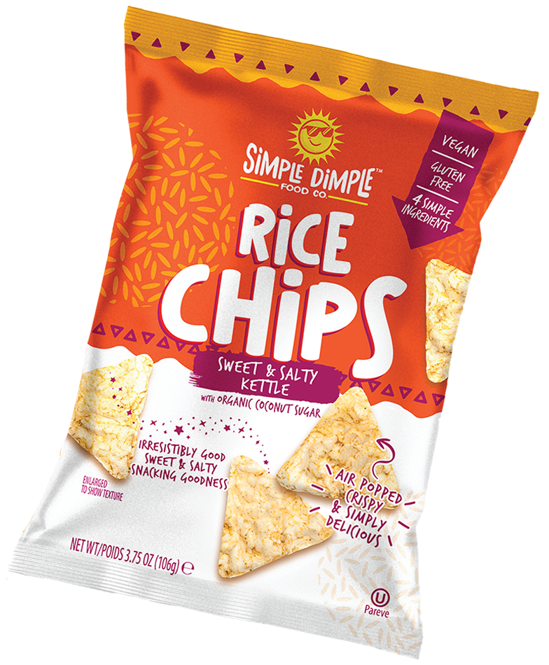 Simple Dimple Rice Chips – Sweet & Salty Kettle bag